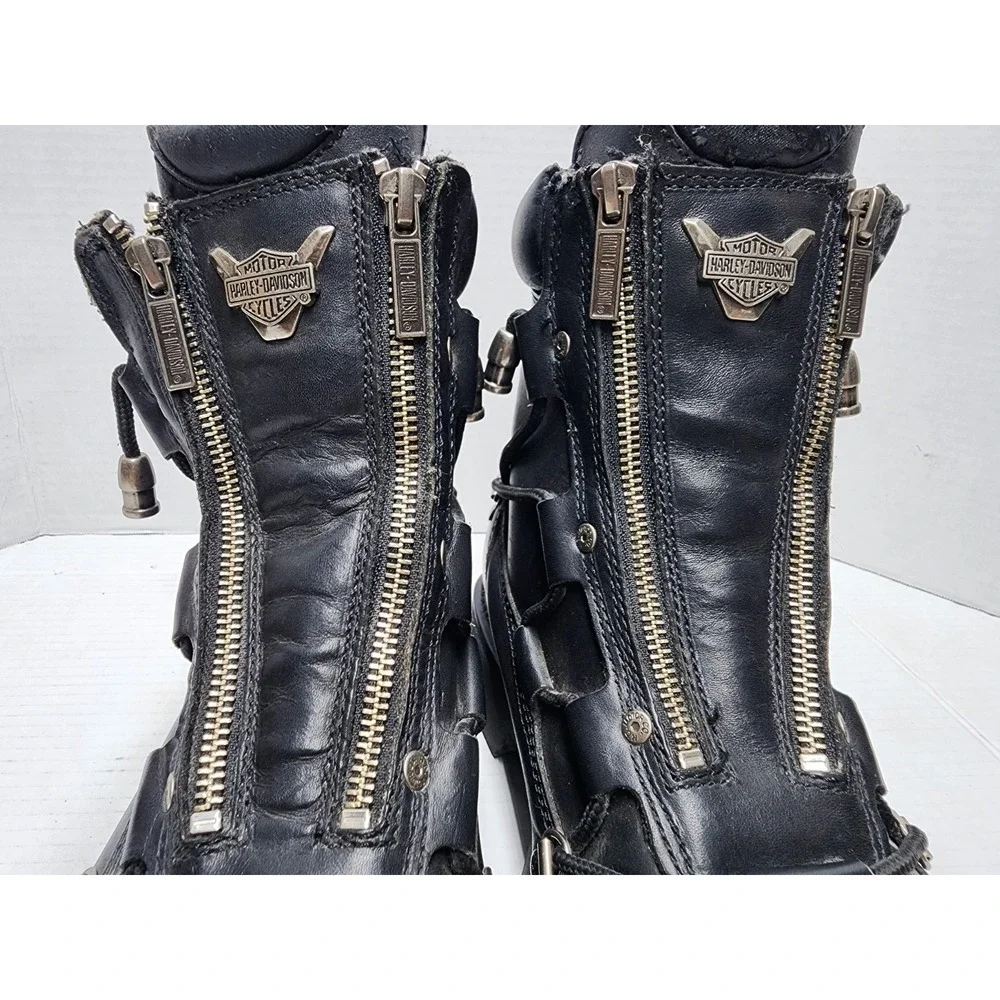 HARLEY DAVIDSON Mens 11 Leather BRAKE LIGHT Riding Boots Biker Moto D91680 BLACK